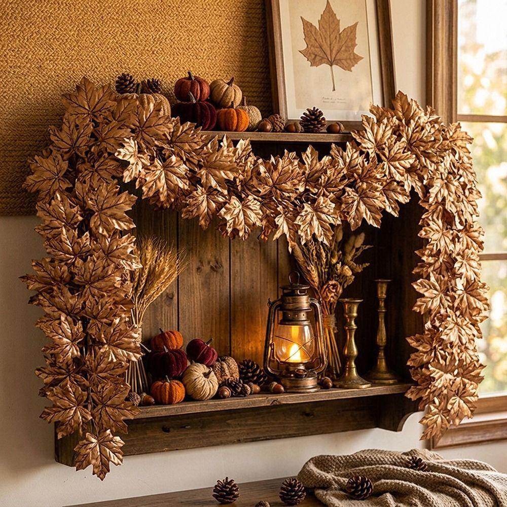 Multicolor Simulation Mapple Leaves Rattans Autumn Fall Leaves Vine Party Supplies