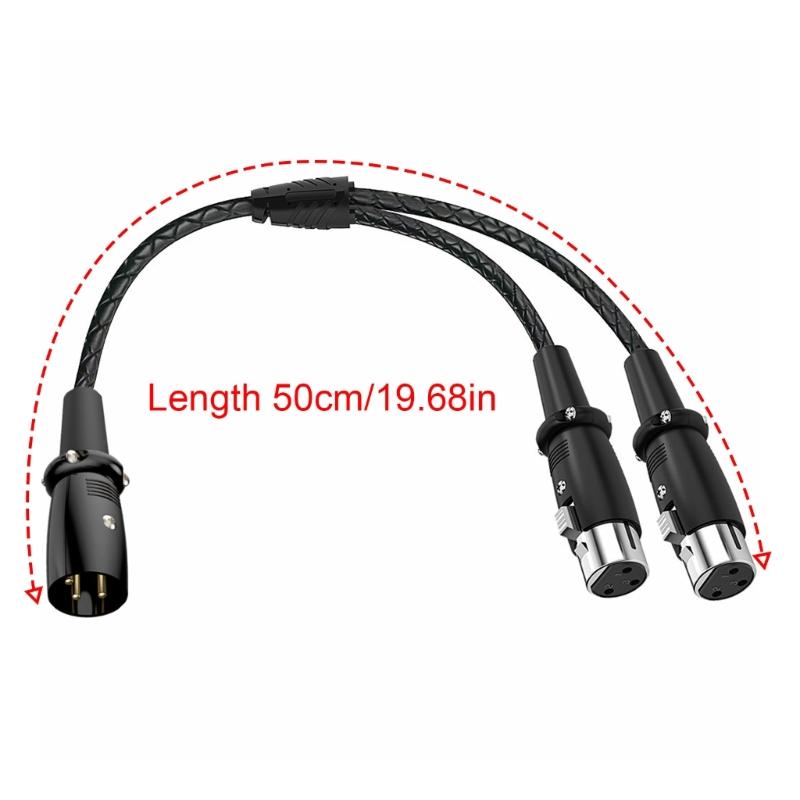 Профессиональный Y-образный разветвитель 3-pin XLR (папа) на 2 XLR (мама) 50 см для распределения аудиосигнала High Fidelity, студийного микшера