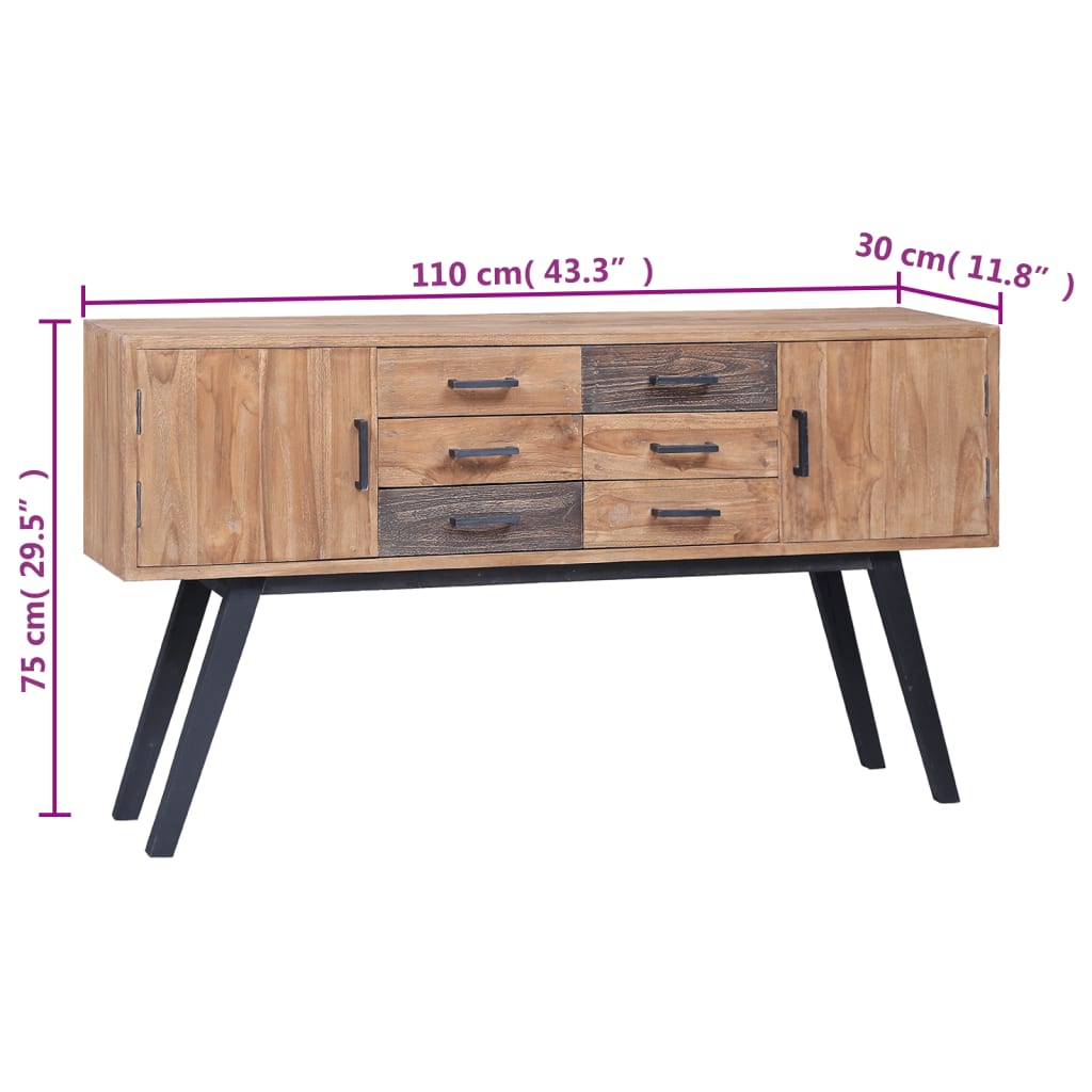 Sideboard 110 x 30 x 75 cm Solid Teak Wood