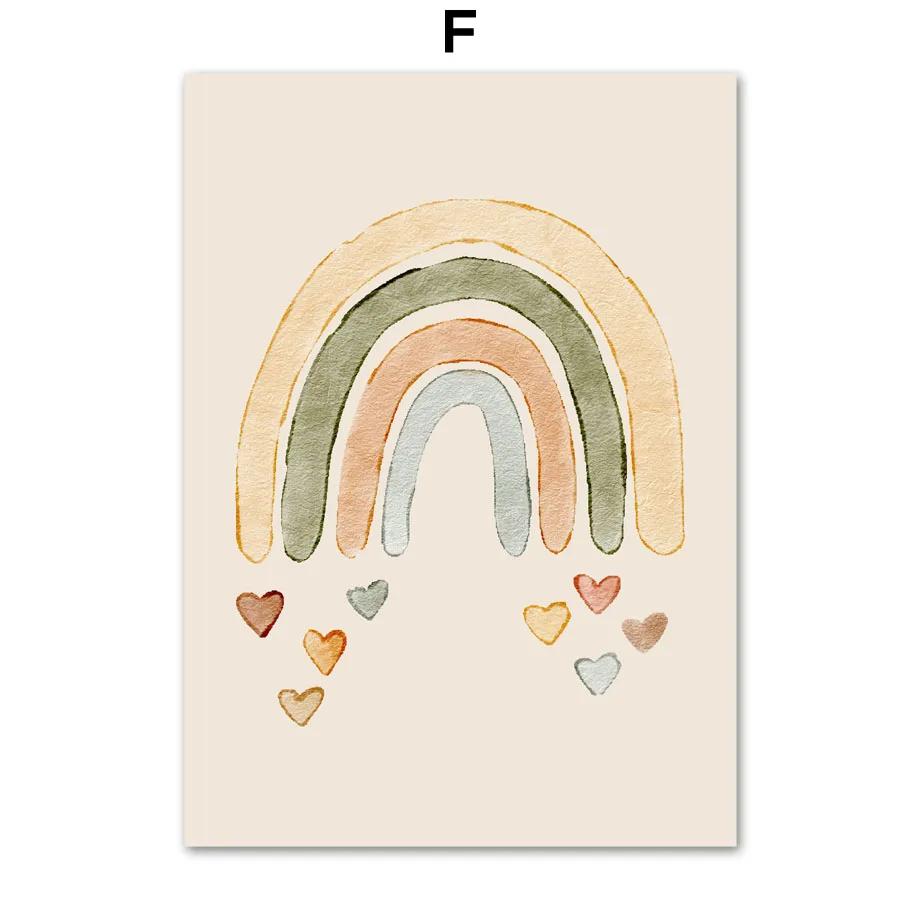 Медведь, утка, кролик, единорог, альпака, Радуга, тюльпан, солнце, кактус, настенная живопись на холсте и принты, настенные панно, декор для детской комнаты