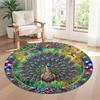 Peacock Round Area Rug Perfect for Balcony Outdoor Foyer Kitchen Anti-slip Round Rug Office home decor Spiritual Gift