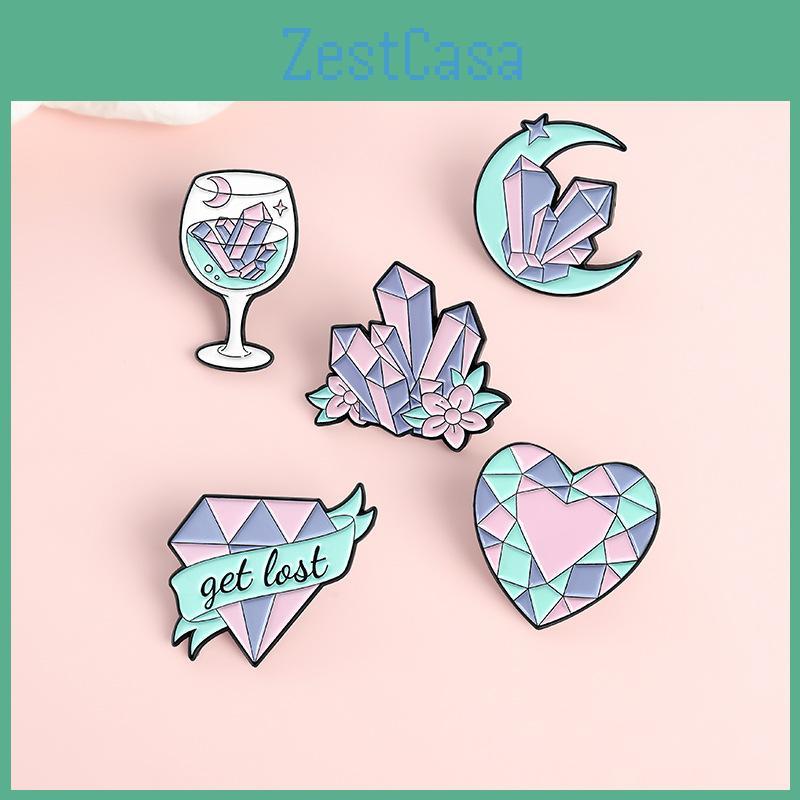 Unique Cartoon Gem Letter Heart Shaped Enamel Brooch For Men And Women Stylish Accessory