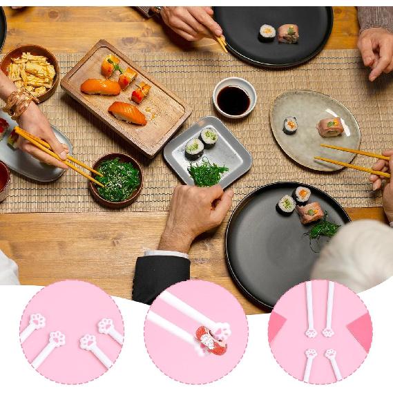 2 Pairs Cute Cat Paw Chopsticks - Reble Kitty Themed Cute Chopsticks with Fun Design, Cat Themed Birthday Gifts for Girlfriends & Daughter