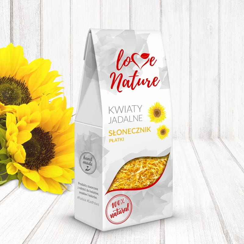 Kwiaty Jadalne Suszone Słonecznik Płatki Love Nature