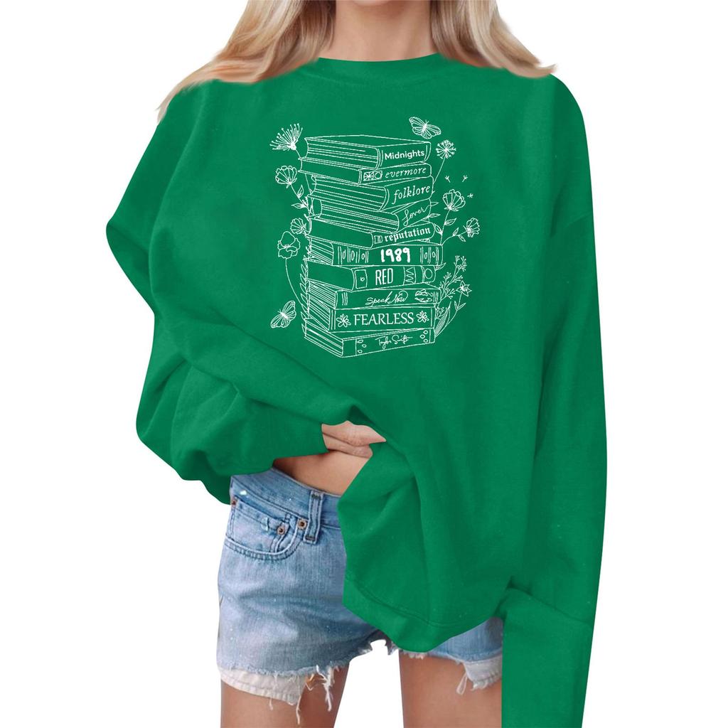 Женские повседневные модные толстовки с длинным рукавом и круглым вырезом с принтом, пуловер, топ