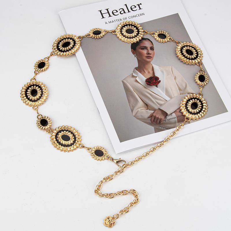 European and American National Style Metal Waist Chain Women's Personalized Versatile Dress Retro Waist Decoration Light Luxury Belt for Girls