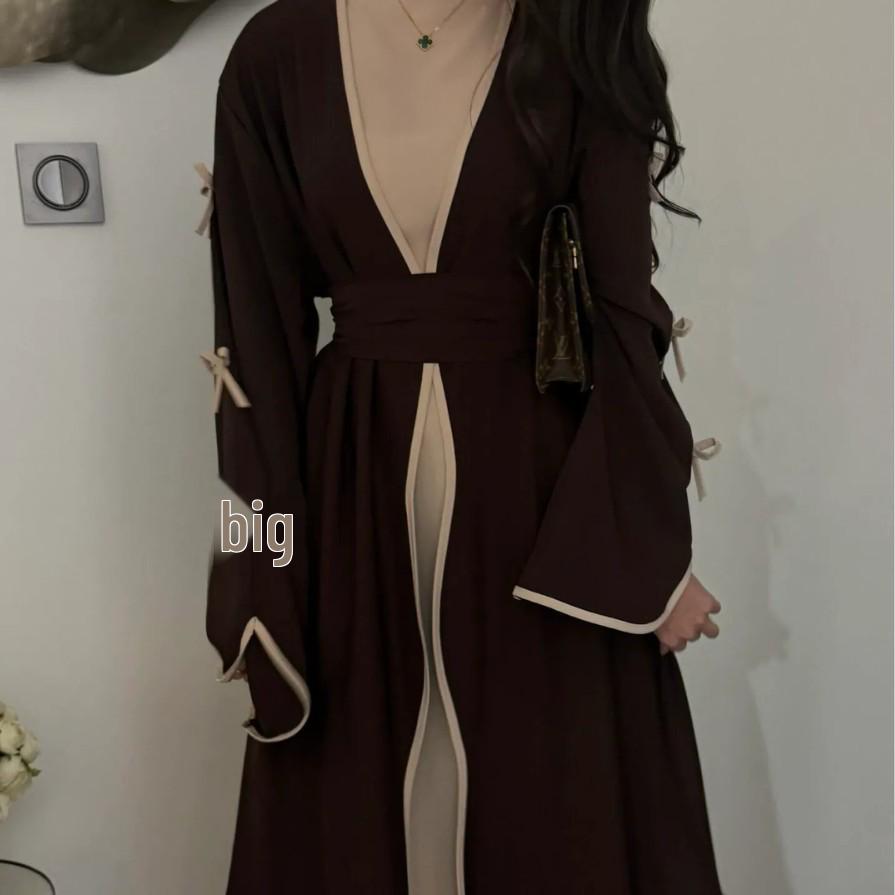 Платье-халат макси с бантом Pure Beauty - Loriya 2025, стиль Европа, Америка и Ближний Восток, модель LR962