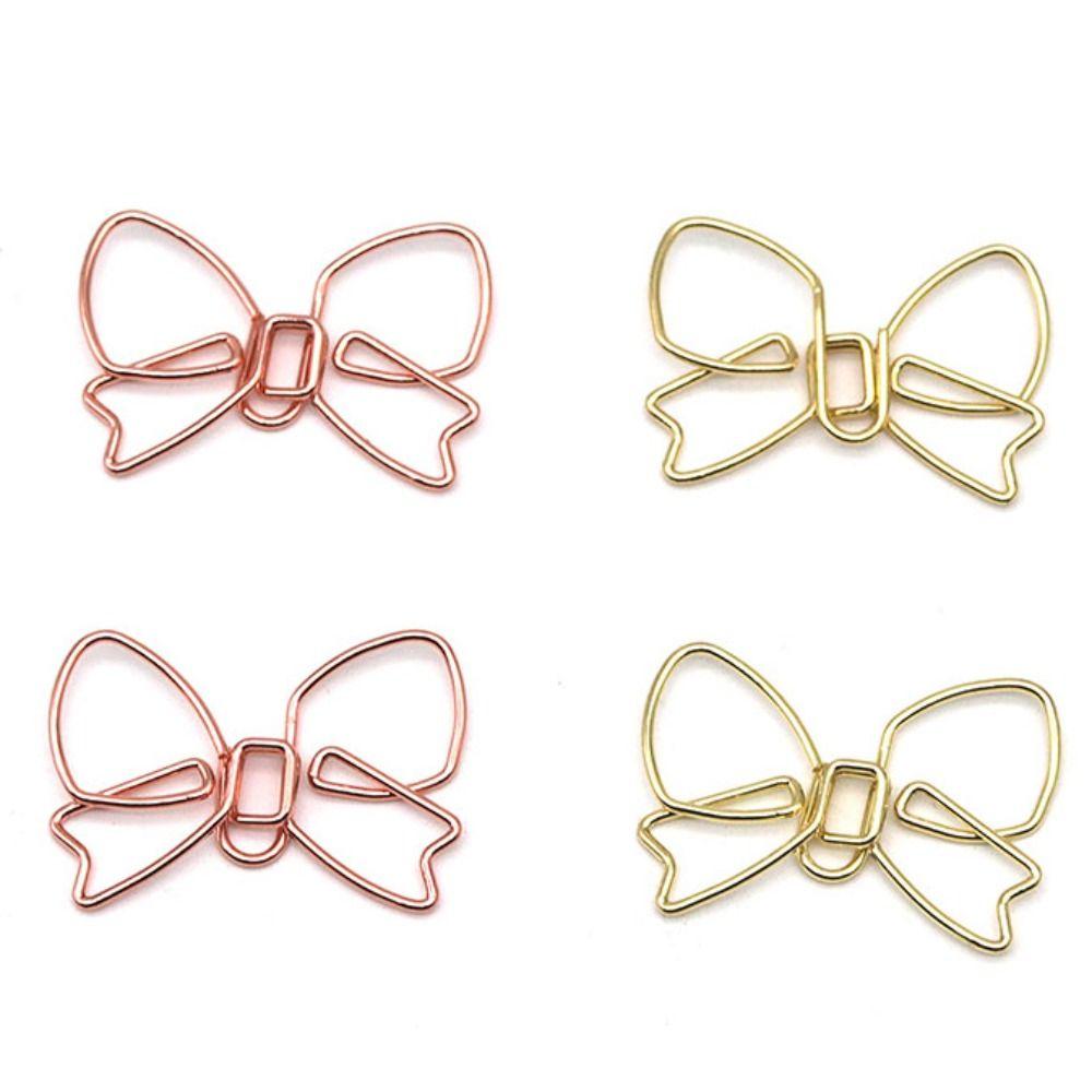 10PCS Stationery Metal Bowknot Paper Clips Special-shaped Gold Bookmark Clip Creative Paper Clamps Office/School