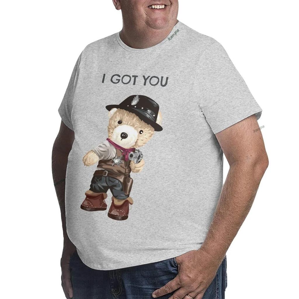 Plus Size S-6XL for 50-135KG Super Cool Cowboy Doll Bears Funny Printed Men T-Shirts Short Sleeves Summer Breathable Tees Clothing