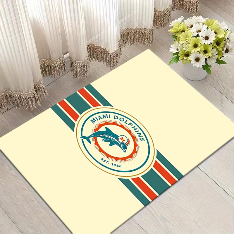 Dolphins Team Pride Style Crystal Velvet Rug, Soft Anti‑Slip Crystal Velvet Carpet for Living Room Bedroom Home Decor