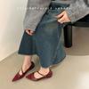 Temperament Red Single Shoes Design Sense Niche 2025 Spring and Autumn New Soft Sole Pointed Low Heel Mary Jane Women's Shoes