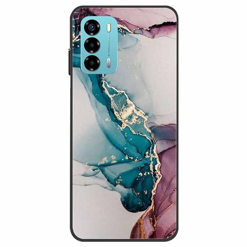 Чехол для ZTE Blade V40 Vita Цветочный Мраморный Черный Бампер Мягкий ТПУ Силиконовый Чехол для Телефона ZTE V 40 Vita / Blade V40 Vita