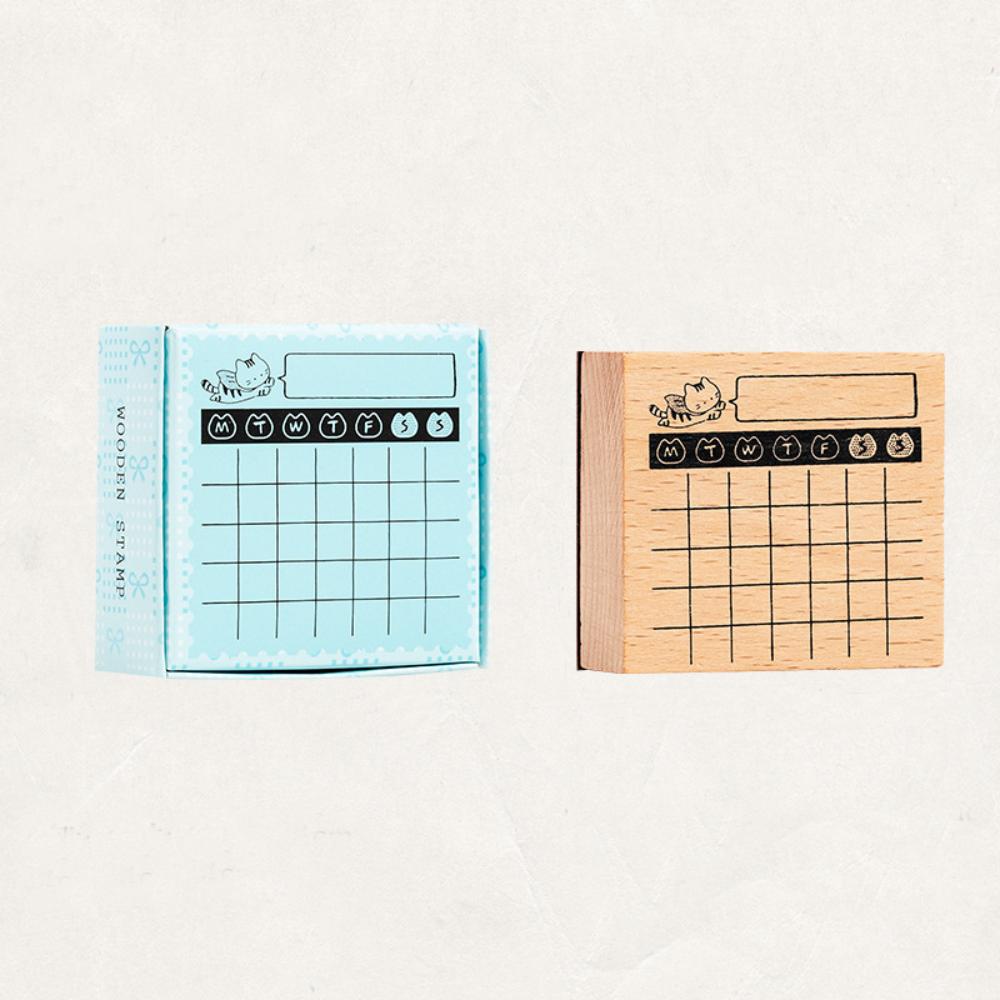 Portable Monthly Calendar Seal Wooden DIY Decorative Printing Stamp Seal Calendar Stamp Seal