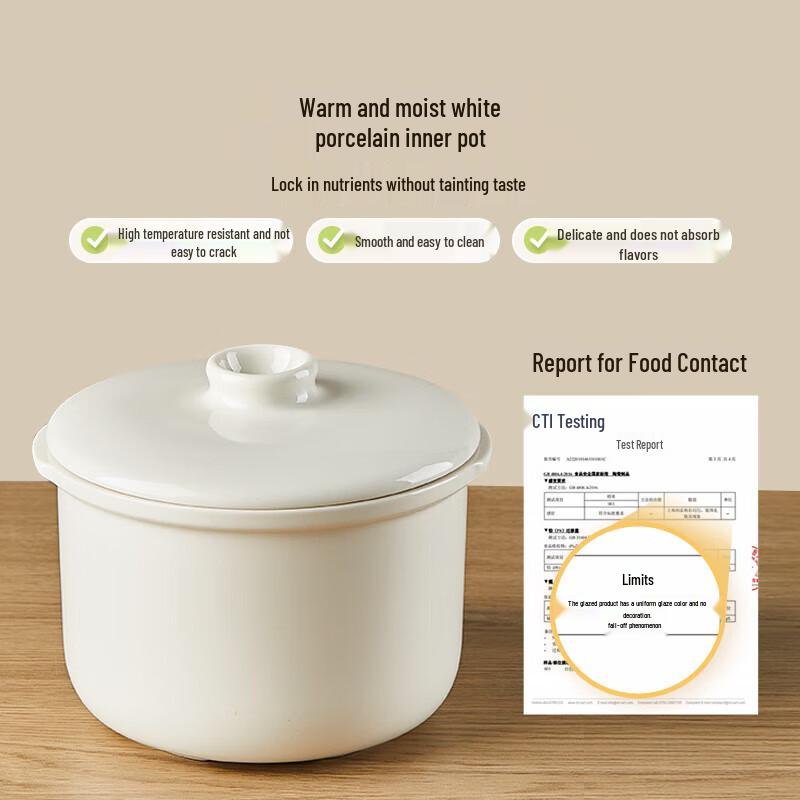 Bear 1L Baby Food Electric Stew Pot CN plug (adapter included)