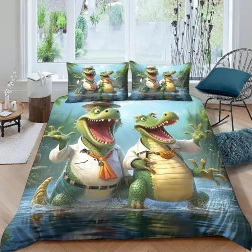 Crocodile Duvet Cover Set Bed Decoration First Choice Gift Suitable For Children Boys Girls And Adults Soft Warm And Breathable