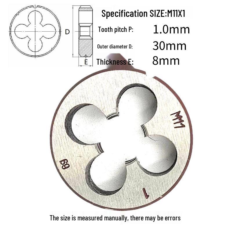 Метрическая круглая плашка M8-M11, Размеры резьбы: 1.5, 1.25, 1, 0.75, 0.5 Крупный/Мелкий, По часовой стрелке/Против часовой стрелки/Левая рука