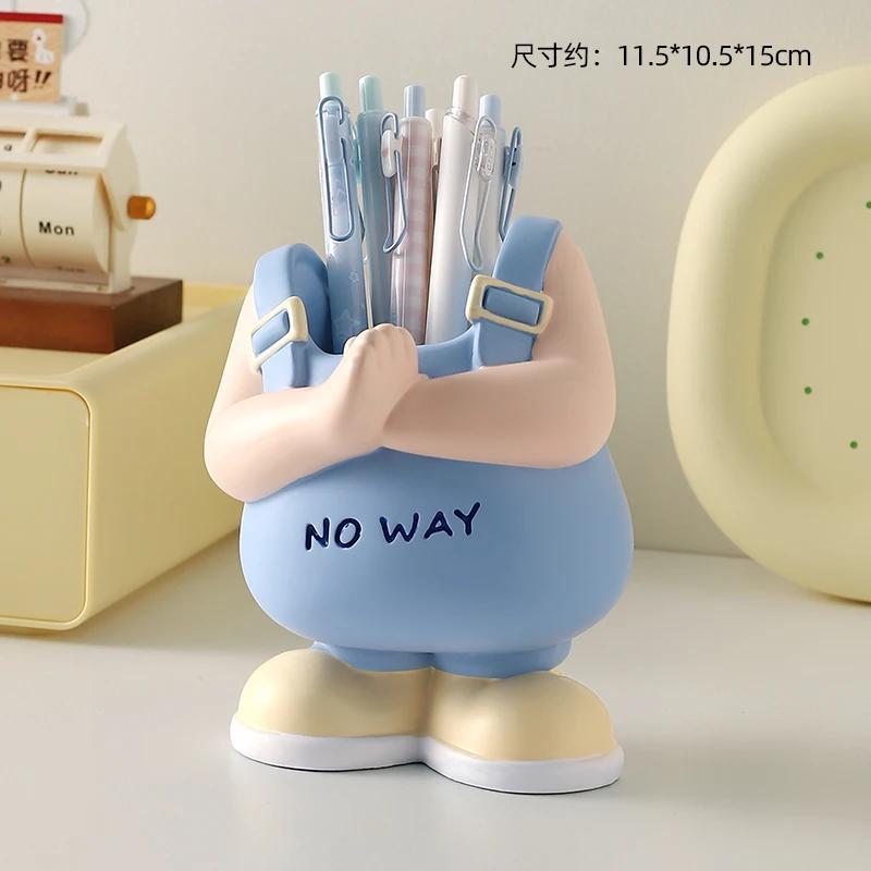 Cartoon Pen Holder, Office Desktop Ornament, Storage Ornament, Boys and Girls Give Teachers and Students Practical School Gifts