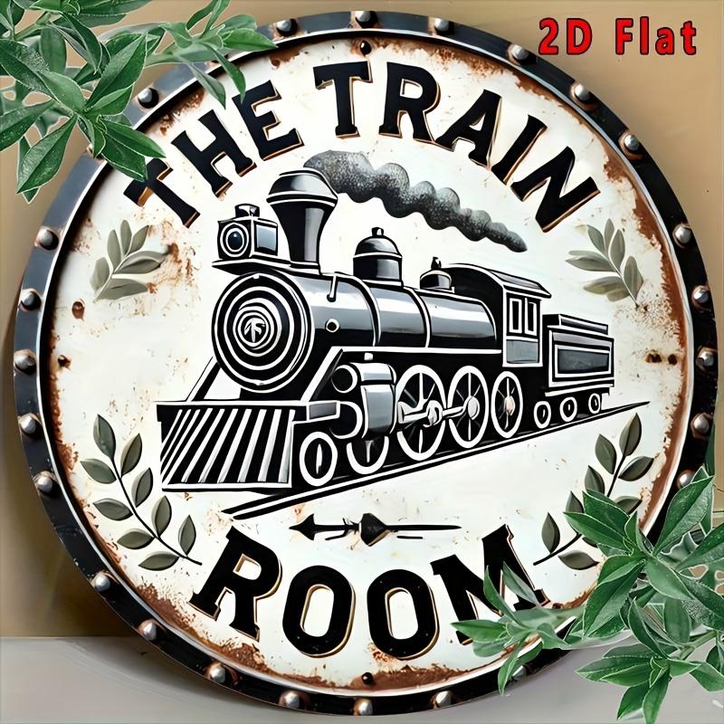 D Flat pc round D flat printed metal signage train signs unique durable and easy to hang metal decorations for bedrooms