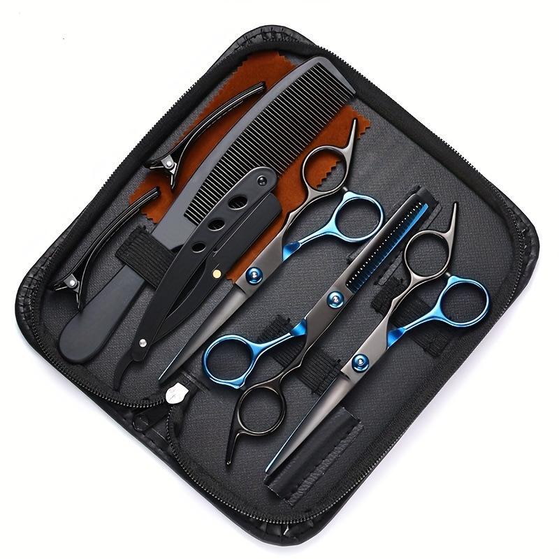 Hairdressing Scissors Set: Stainless Steel Cutting & Thinning Shears for Home Use