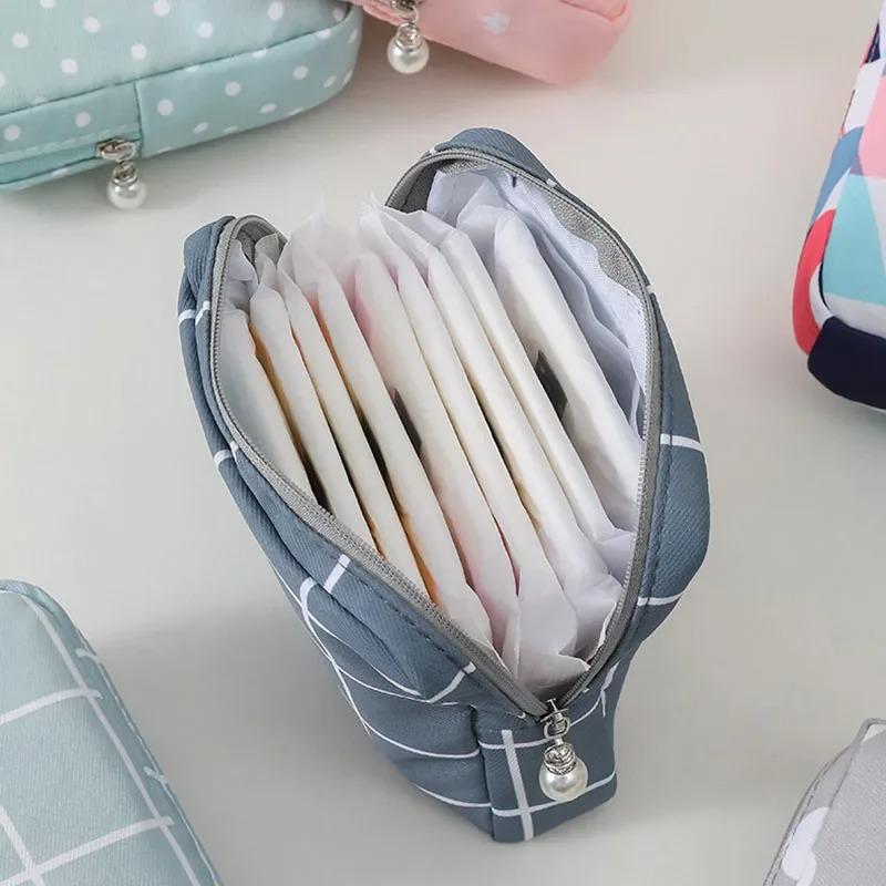 Женщины Девочки Kawaii Салфетка Гигиенические прокладки Сумка-органайзер Косметичка Сумки для тампонов Милые дорожные гаджеты Сумка для хранения помады