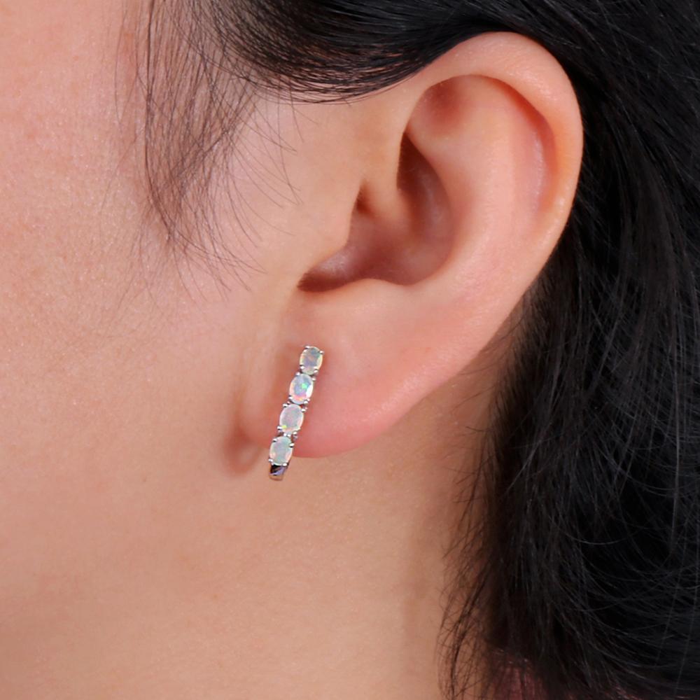 Серьги-гвоздики из стерлингового серебра 925 пробы, натуральный опал, драгоценный камень, 8 шт., опал огранки, 3*4 мм, изысканные украшения для женщин, подарок жене