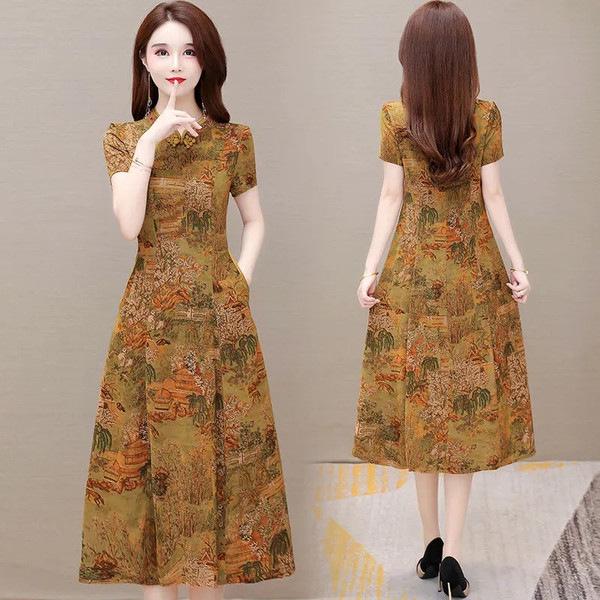 Лето 2023 Элегантное макси-платье с цветочным принтом для женщин