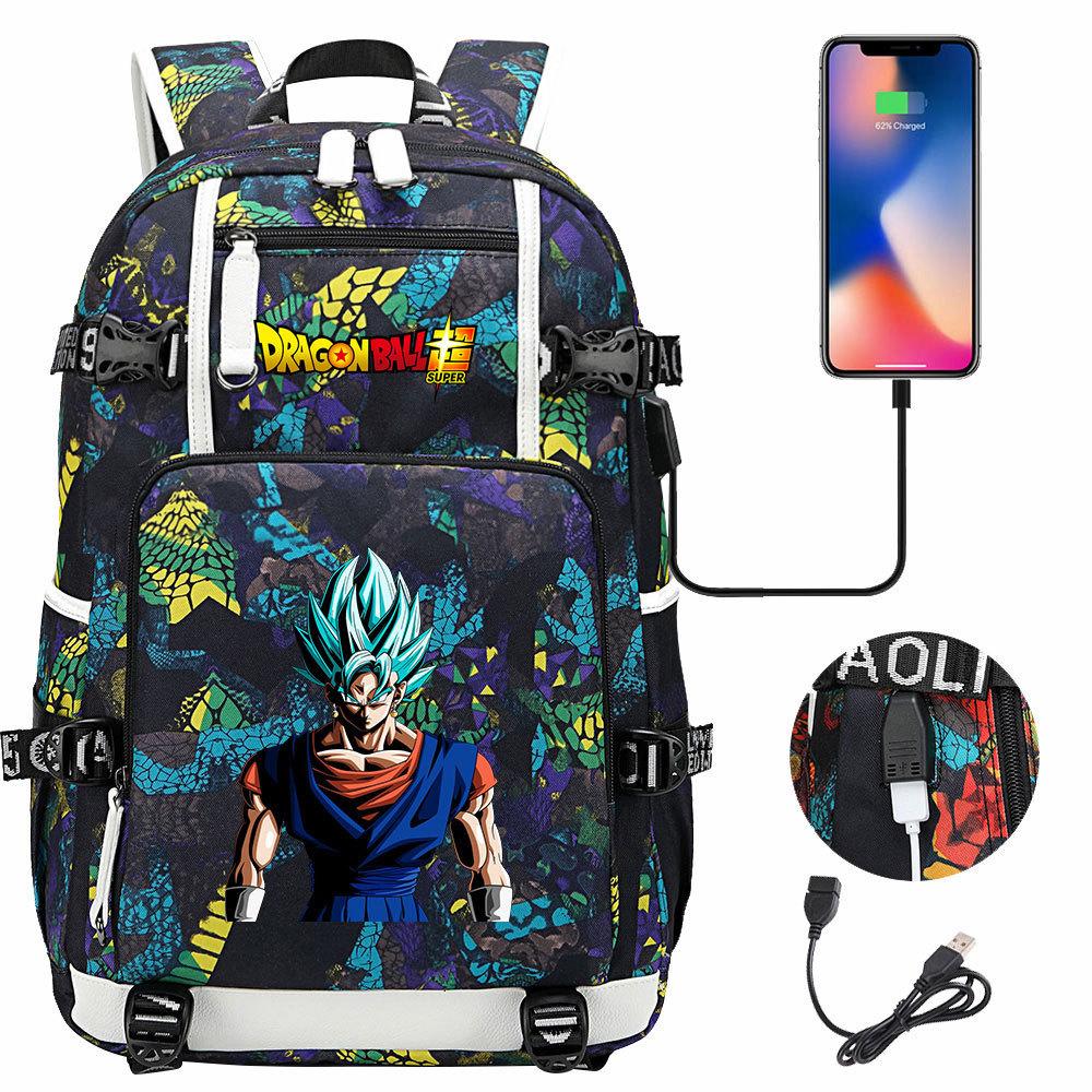 Рюкзак Dragon Ball USB с Гоку для Подростков Студентов Мальчиков Девочек Повседневный Большой Емкости Дорожный Ежедневный Рюкзак