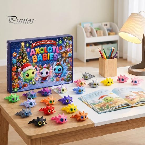 Christmas Countdown Toys Axolotl Advent Calendar 2026, 3D Printed Jointed Flexible Toys, 24 Days Holiday Boxes with Collectible Figures, Gifts