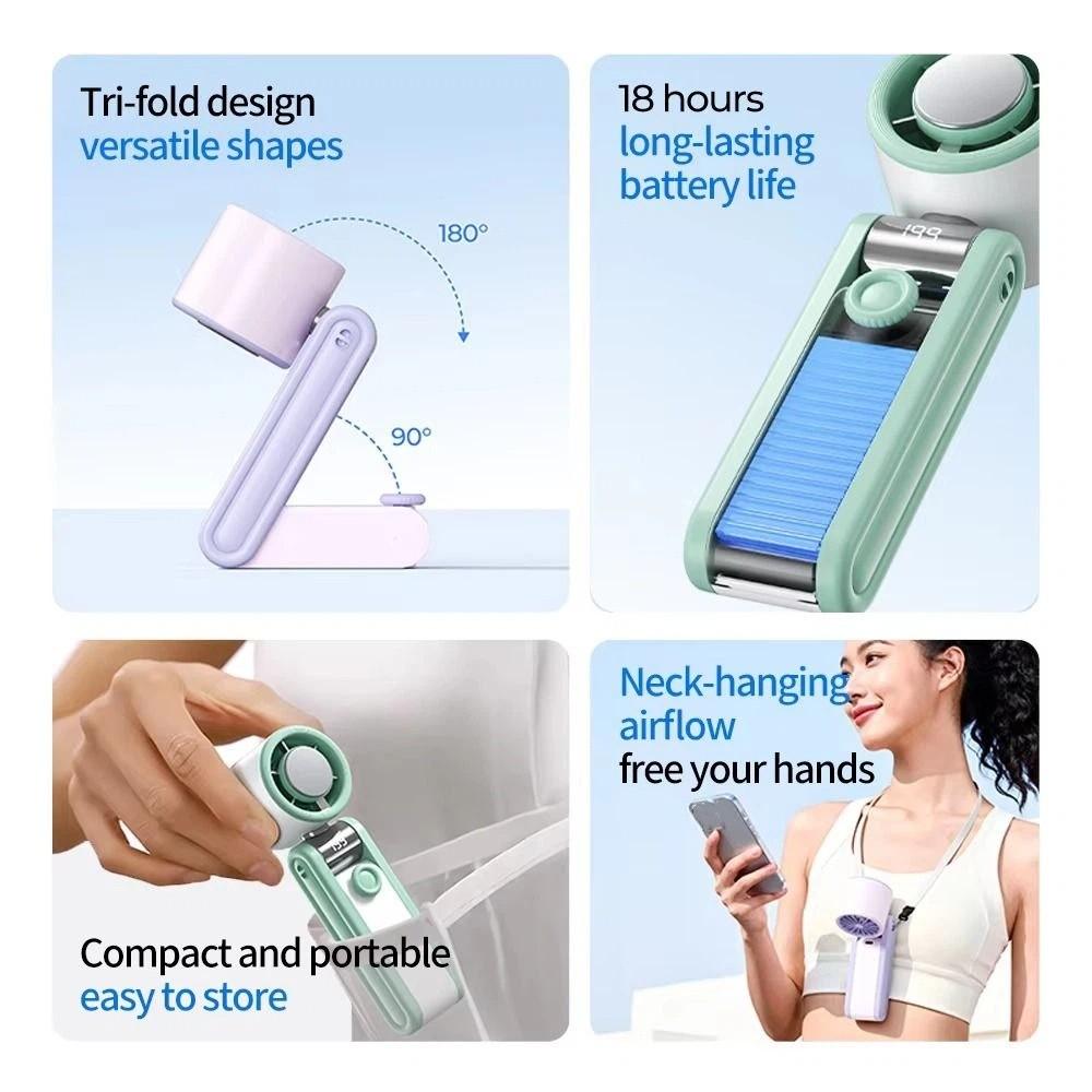 Digital Display Mini Pocket Fan Foldable Design Folding Cooling Fan Portable Desktop Fan Home Use