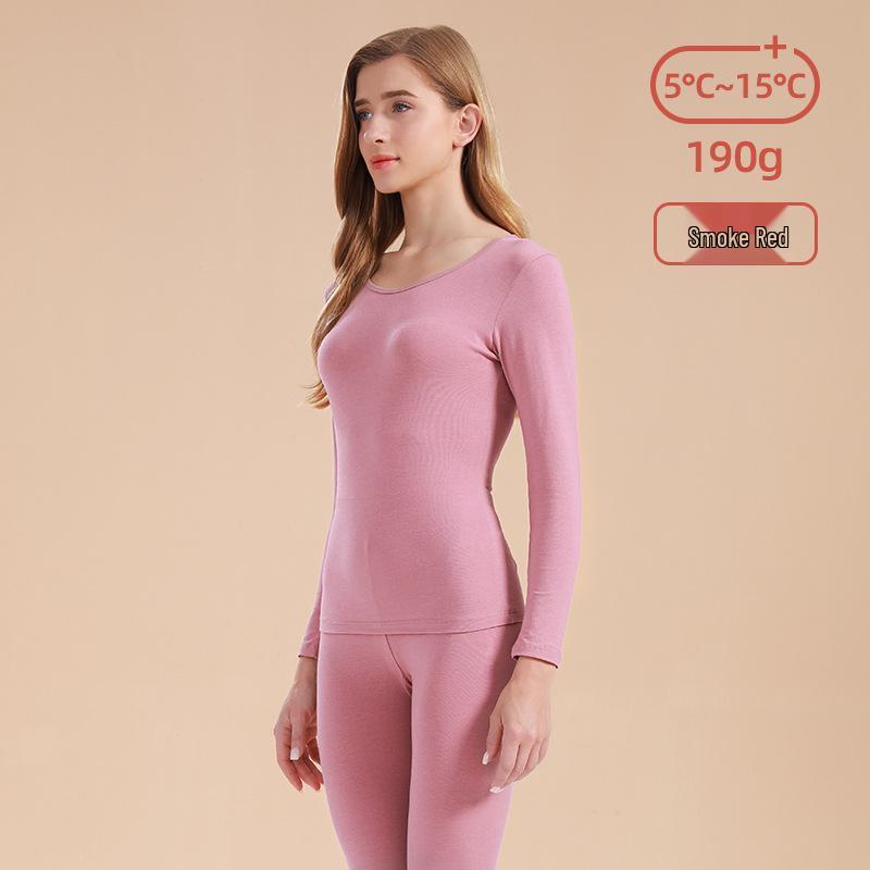 Унисекс Хлопковый Комплект Теплого Белья Облегающего Кроя с Круглым Вырезом - Большой Размер, Осень/Зима