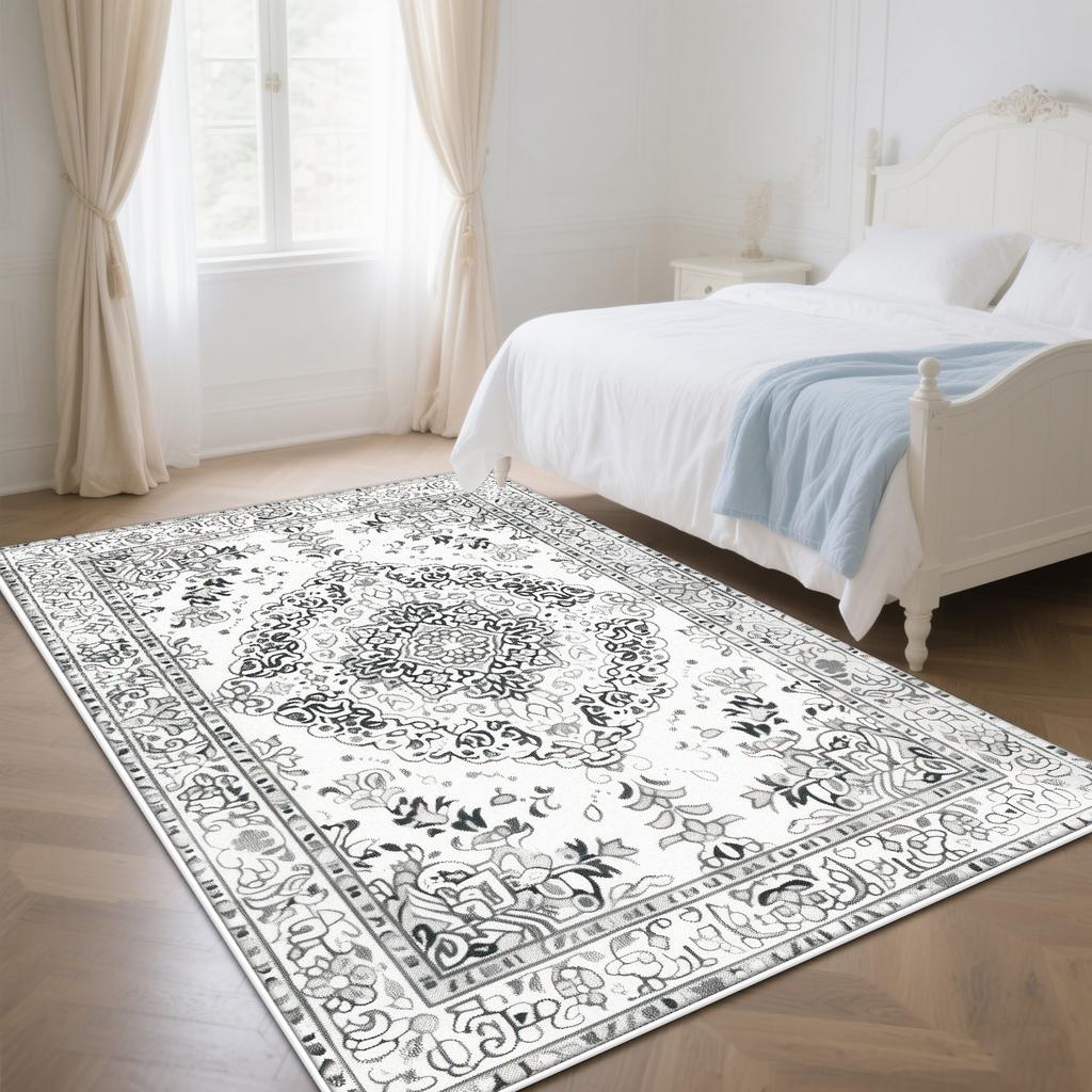 White Color Persian Room Decoration Aesthetic Bedroom Carpet Bohemian Rug Non-slip Parlor Washable Coffee Tables Mat Easy Clean