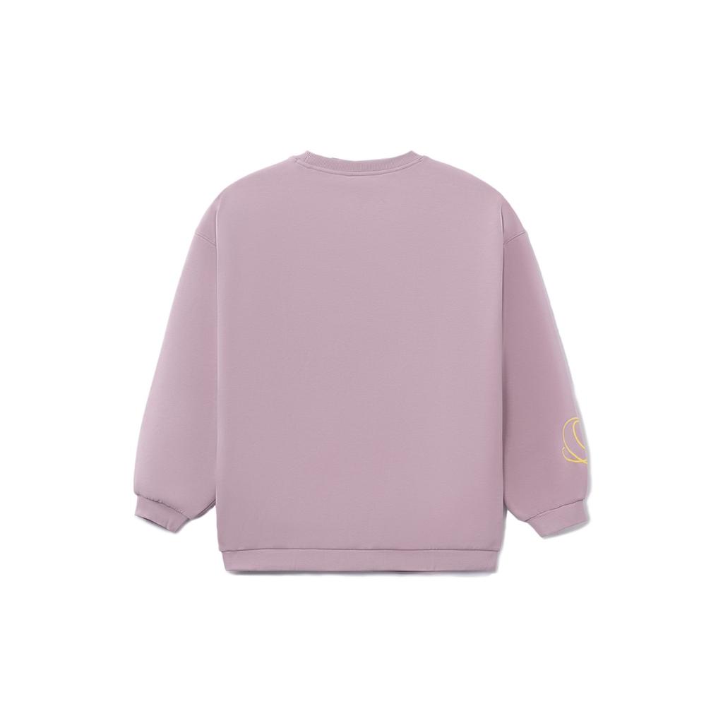 Li-Ning Спортивная модная серия, однотонный пуловер с круглым вырезом, флисовая повседневная толстовка с длинными рукавами, женские топы, ледяно-фруктово-фиолетовый AWDRD64-4