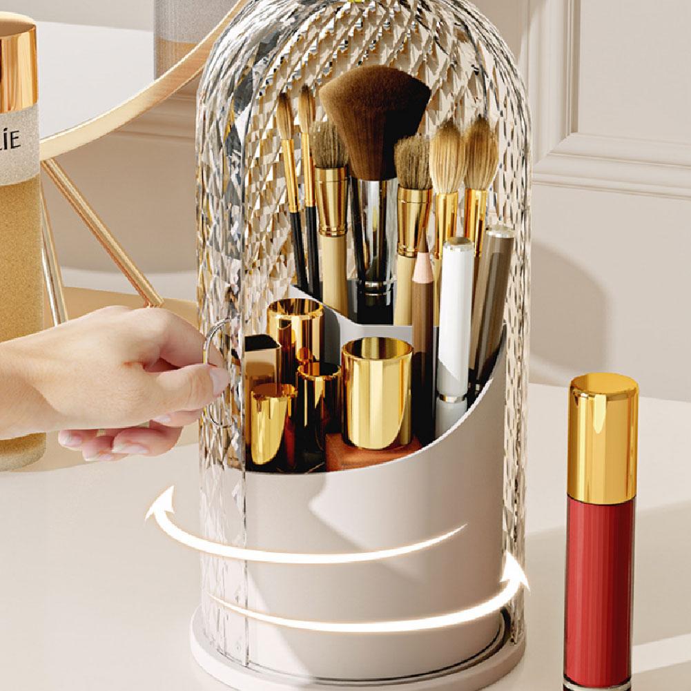 360. Rotating Makeup Brush Holder With Lid Luxury Cosmetic Holder Eyebrow Pencil Storage Lipsti I4R9
