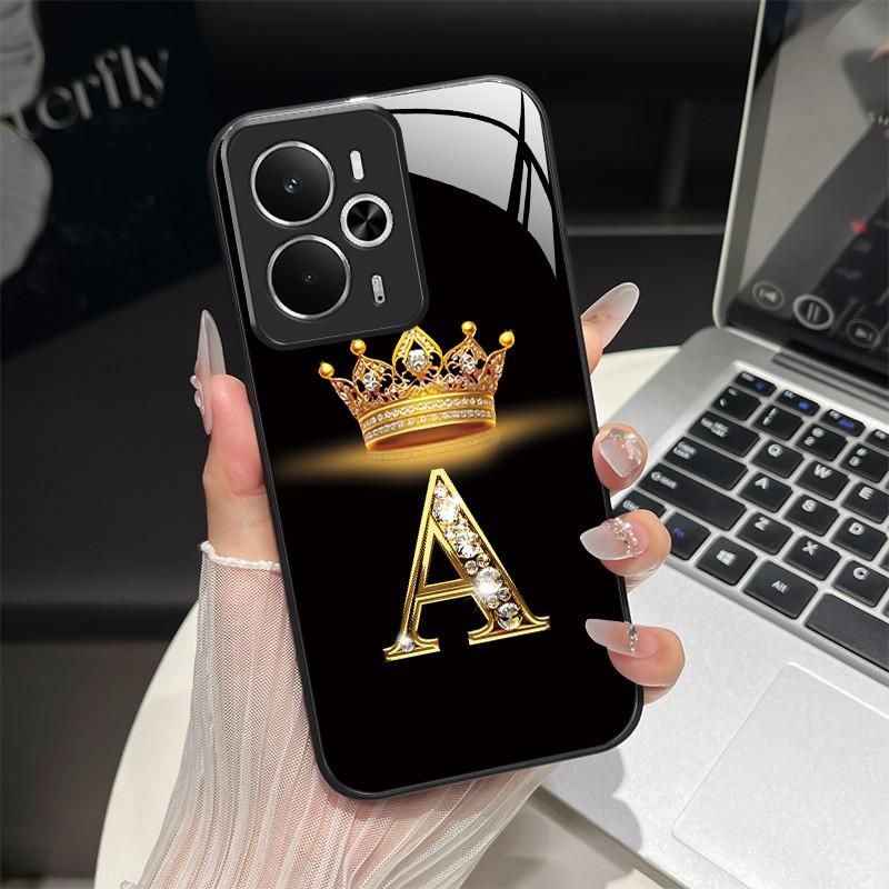 Для Oppo Realme 14 14T 5G Чехол RMX5075 RMX5078 Модный с буквами Ударопрочный Закаленное стекло Чехол-сумка для Realme14 Realme14T 5G