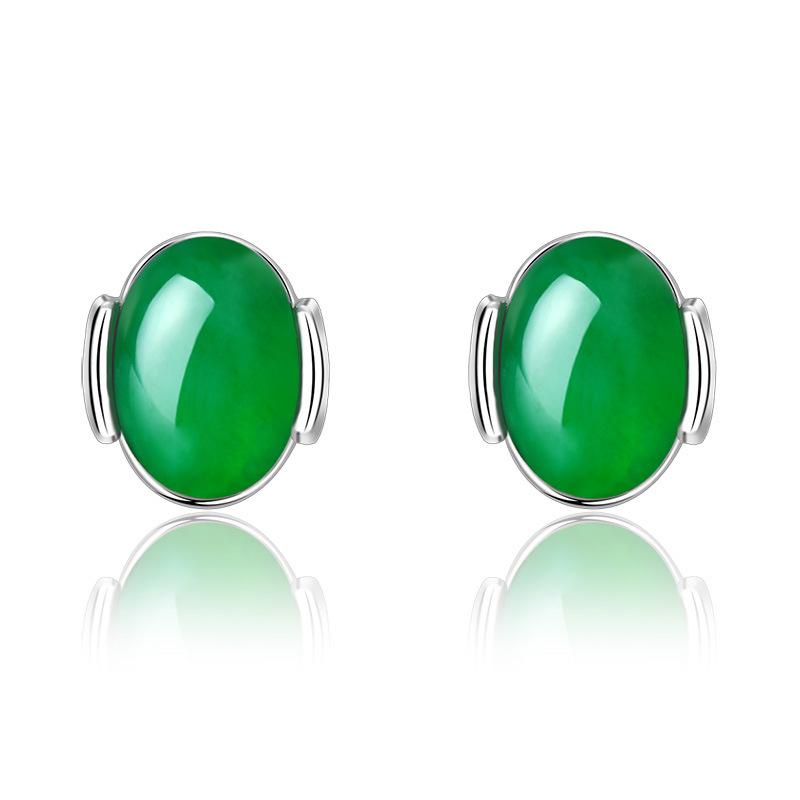 Женские серьги-гвоздики с натуральным зеленым агатом, инкрустированные позолоченным камнем, ювелирное изделие в подарок
