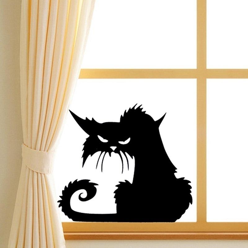 Cute Removable 3D Cats Sticker Black Cats Wall Stickers Window Sticker Halloween Decorations