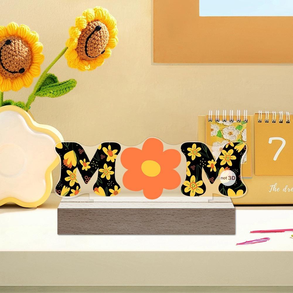 Акриловая настольная вывеска MOM Водонепроницаемая Love Flowers Украшение на День матери Подарок
