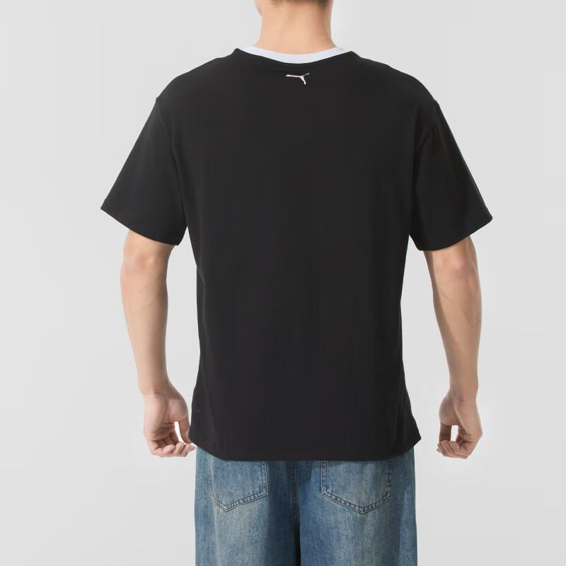 PUMA T Shirts Unisex Black Crew Neck Moderate Straight Fit 631722-01