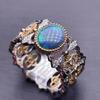 Xiancan Jewelry 2024 Silver Ring: Rose Gold-Plated, Inlaid with Blue-Purple Opal (5x7mm) for Women