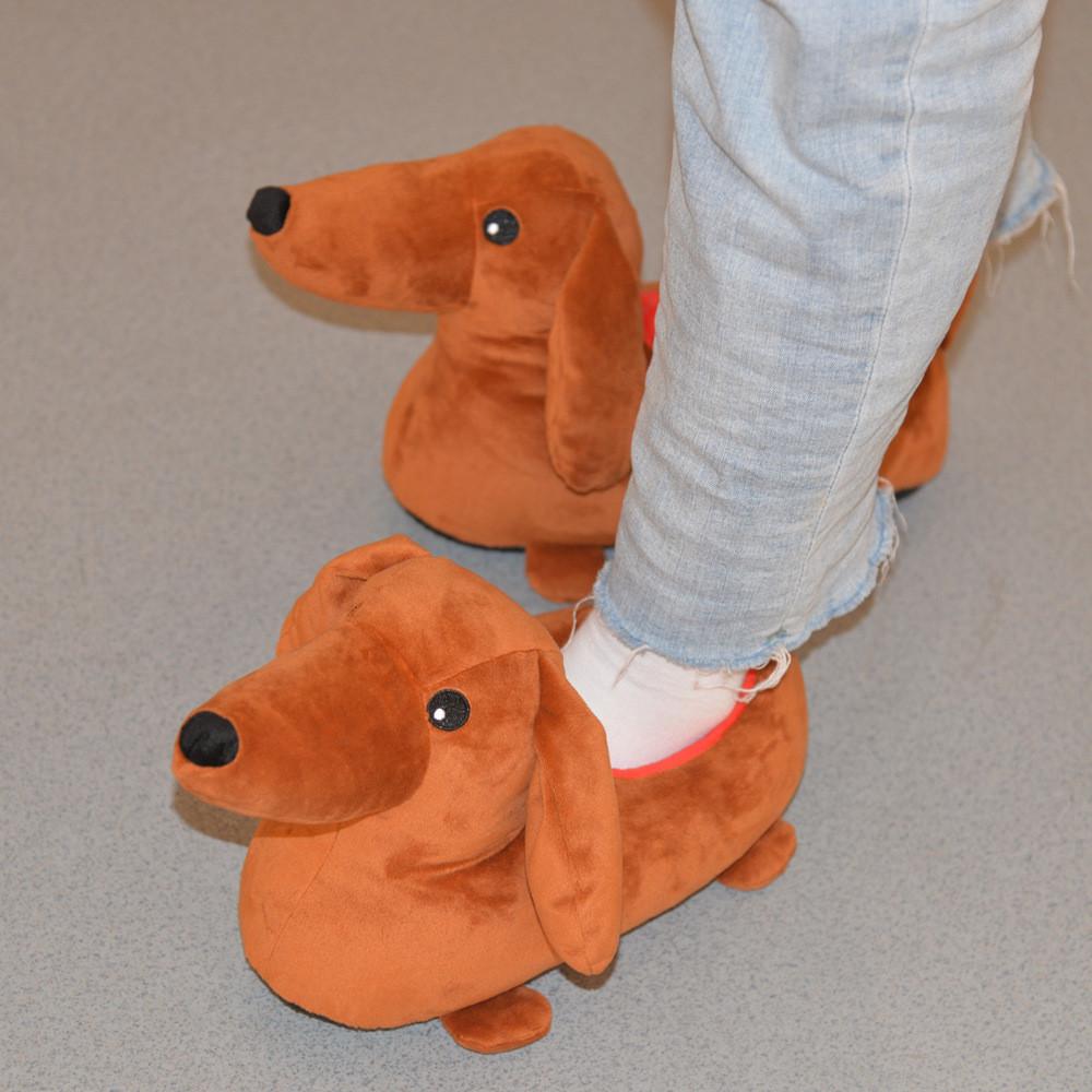 Adorable Dachshund Plush Slippers Cozy Cartoon Design For Comfortable Home Use