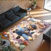 Teddy Bear Theme Crystal Velvet Rug Personalized Custom Name Text Soft Floor Mat Home Decor
