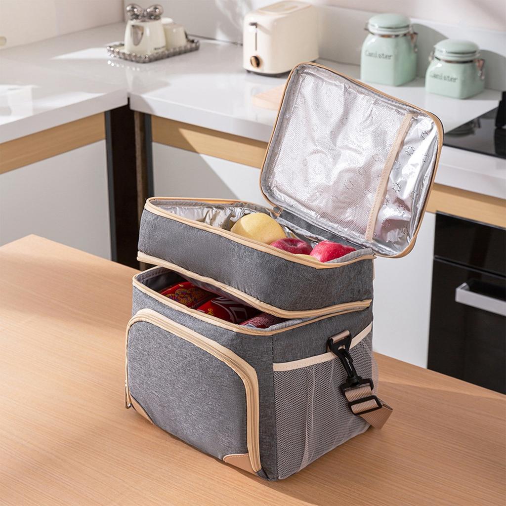 Изолированный большой ланч-бокс, двойной сверхпрочный ланч-сумка, герметичная сумка-холодильник, подходит для мужчин и женщин, взрослых, полет на пляж, однодневная поездка