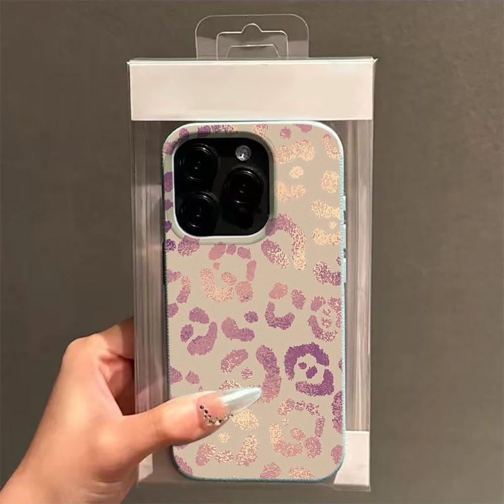 Фиолетовый Чехол для Телефона с Леопардовым Принтом Для IPhone 17 16e 16 15 14 13 12 Pro Max Противоударный и Противоскользящий Чехол