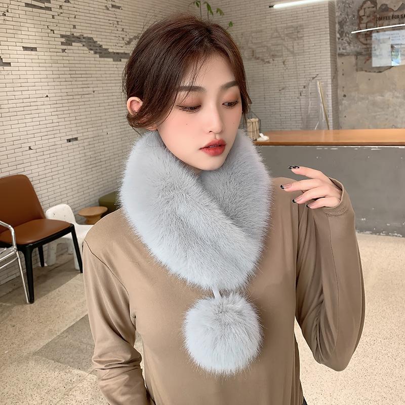 Faux Fox Fur Scarf Autumn Winter Warm Ladies Faux Fur Collar Shawl Neck Wrap Collar