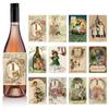 Set of 12 Wine Bottle Sticker for Display Vintage Happy New Year Bottle Self Adhesive Labels for Bar and Restaurants