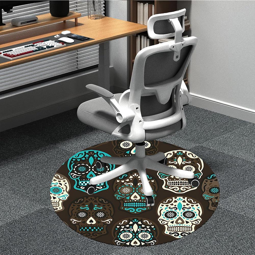 1pc Sugar Skulls Chair Carpet for Office Machine Washable Rug for Office, Good Gift for Family or Friends yy251225220