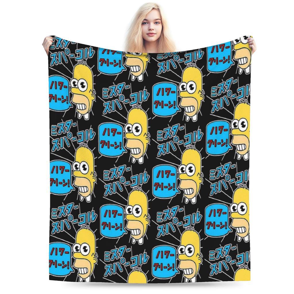 S-Simpsons Lisa Yellow Star Pattern Blankets Quality Soft Cozy Bedding Throws Winter Picnic Couch Bed Funny Bedspread