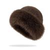 Шерстяная шапка-пуловер Имитация норкового меха Шапка с защитой ушей Модная зимняя шапка