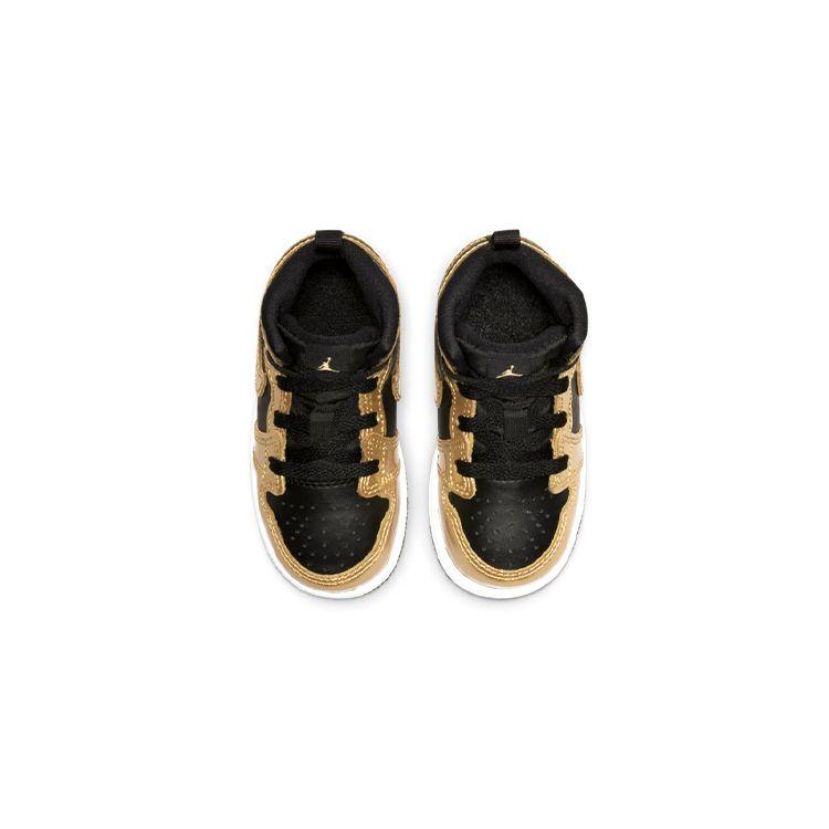 Детские кроссовки Air Jordan 1 Mid SE TD Metallic Gold Black White DR6969-071
