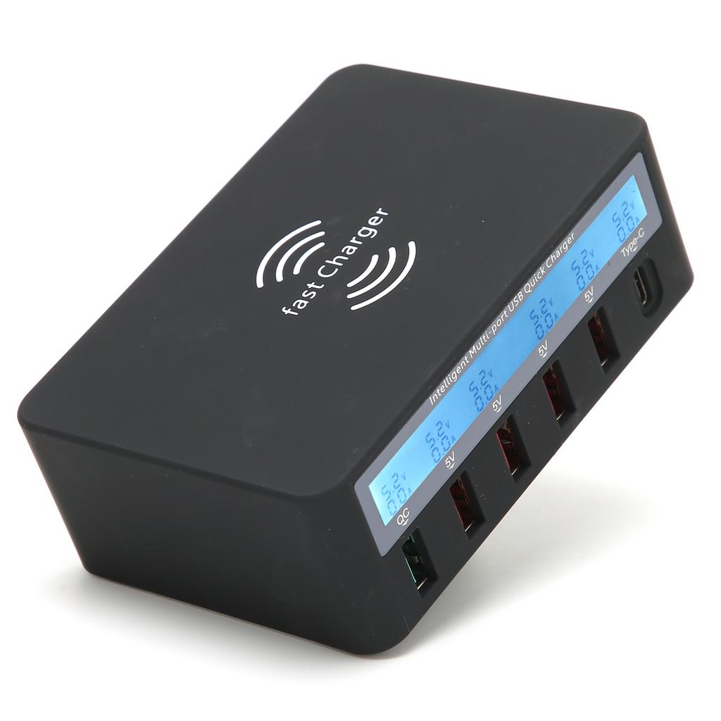 Зарядное устройство Беспроводной MultiPort USB Быстрая зарядка TypeC Hub с Smart Display AC